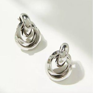 NEW ~ Anthropologie Small Silver Linked Earrings